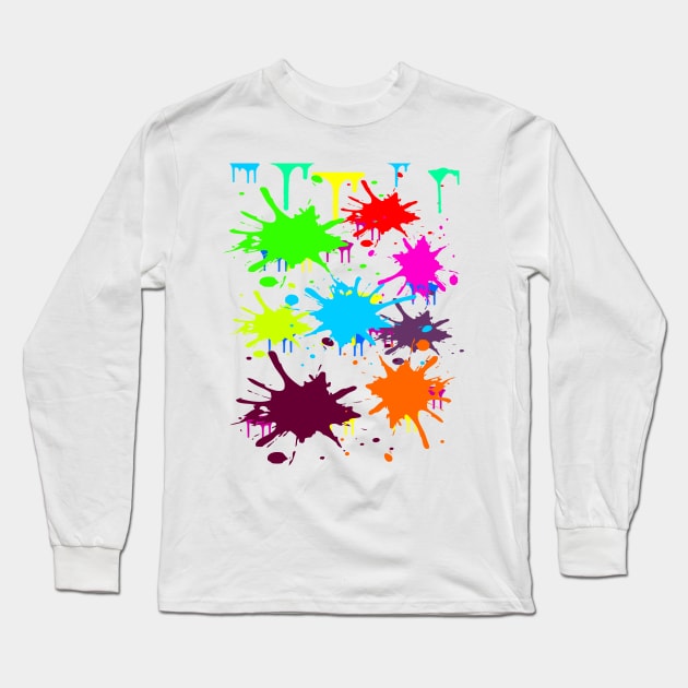 Neon colors paint splatter Long Sleeve T-Shirt by colorsandpatterns